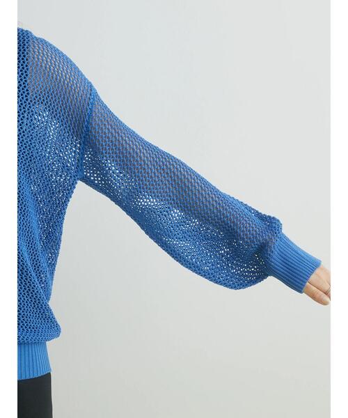 CRAFT STANDARD BOUTIQUE（クラフトスタンダードブティック）の「メッシュミドル丈カーデイガン（カーディガン/ボレロ・レディース・ブルー/ブラウン/ベージュ・FREE）」の11枚目の写真