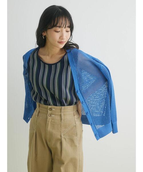 CRAFT STANDARD BOUTIQUE（クラフトスタンダードブティック）の「メッシュミドル丈カーデイガン（カーディガン/ボレロ・レディース・ブルー/ブラウン/ベージュ・FREE）」の18枚目の写真