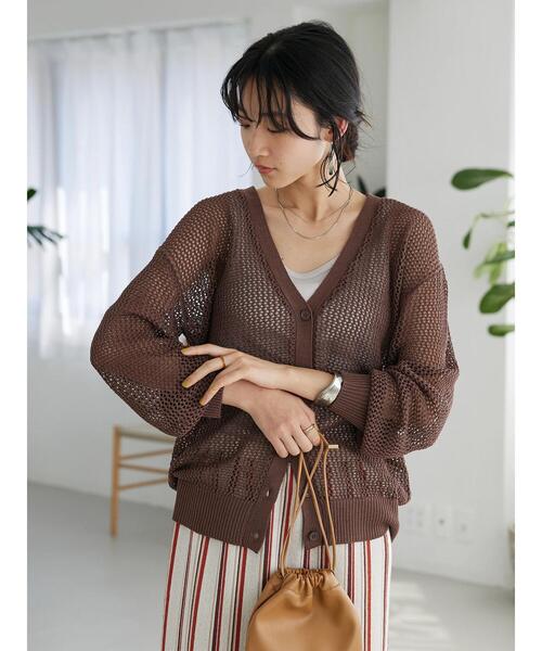 CRAFT STANDARD BOUTIQUE（クラフトスタンダードブティック）の「メッシュミドル丈カーデイガン（カーディガン/ボレロ・レディース・ブルー/ブラウン/ベージュ・FREE）」の21枚目の写真