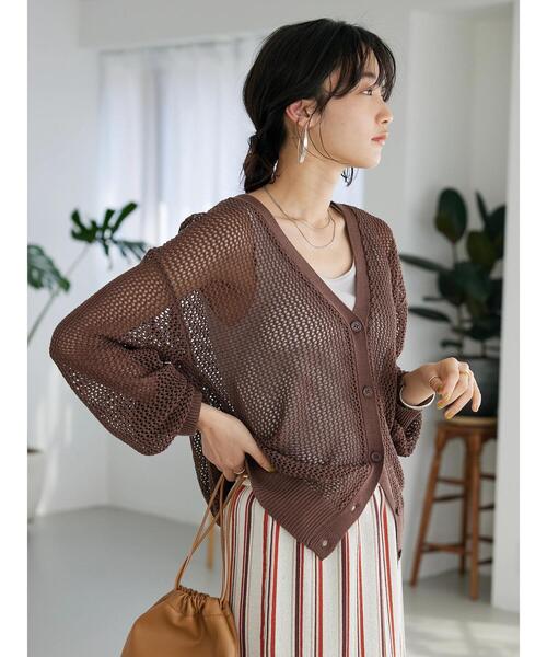 CRAFT STANDARD BOUTIQUE（クラフトスタンダードブティック）の「メッシュミドル丈カーデイガン（カーディガン/ボレロ・レディース・ブルー/ブラウン/ベージュ・FREE）」の22枚目の写真