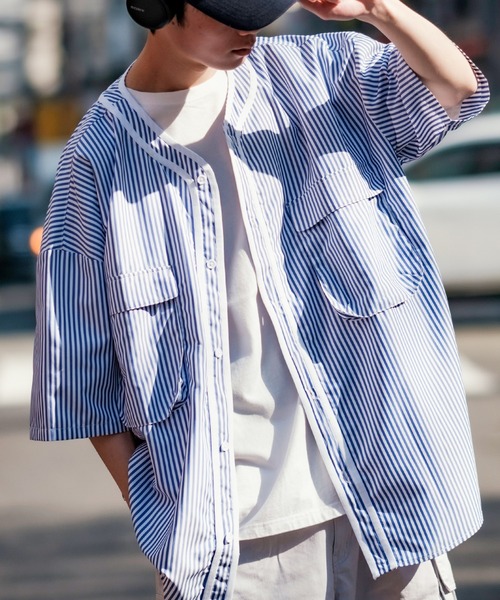 NULL（ヌル）の「【NULL】ベースボールシャツ（シャツ/ブラウス・メンズ・ブルー/ライトブルー・FREE）」の2枚目の写真