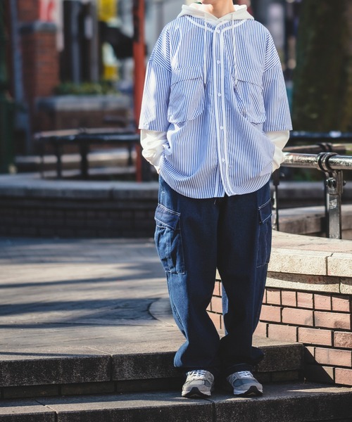 NULL（ヌル）の「【NULL】ベースボールシャツ（シャツ/ブラウス・メンズ・ブルー/ライトブルー・FREE）」の5枚目の写真