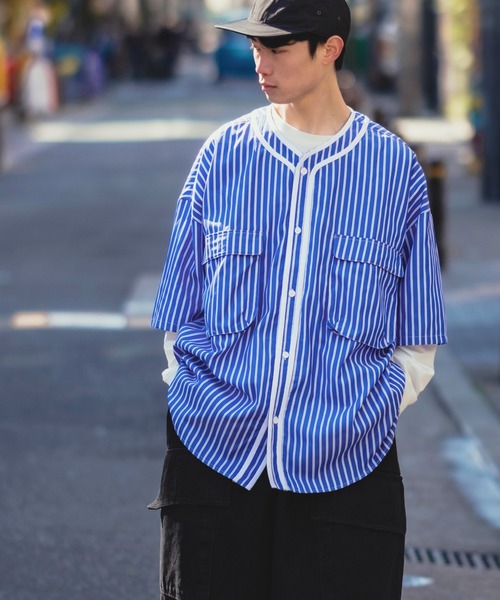 NULL（ヌル）の「【NULL】ベースボールシャツ（シャツ/ブラウス・メンズ・ブルー/ライトブルー・FREE）」の6枚目の写真