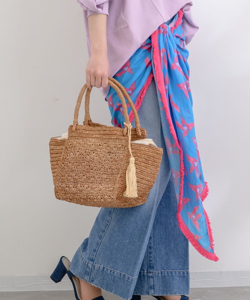 KATHARINE ROSS（キャサリンロス）の「【KATHARINE ROSS】IVAHONA BETTYLOTUSトートバッグ（かごバッグ・レディース・アイボリー/ライトブラウン・MEDIUM）」の2枚目の写真