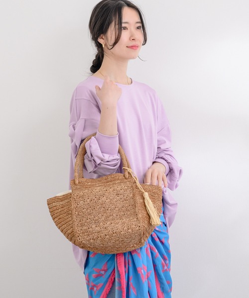 KATHARINE ROSS（キャサリンロス）の「【KATHARINE ROSS】IVAHONA BETTYLOTUSトートバッグ（かごバッグ・レディース・アイボリー/ライトブラウン・MEDIUM）」の7枚目の写真