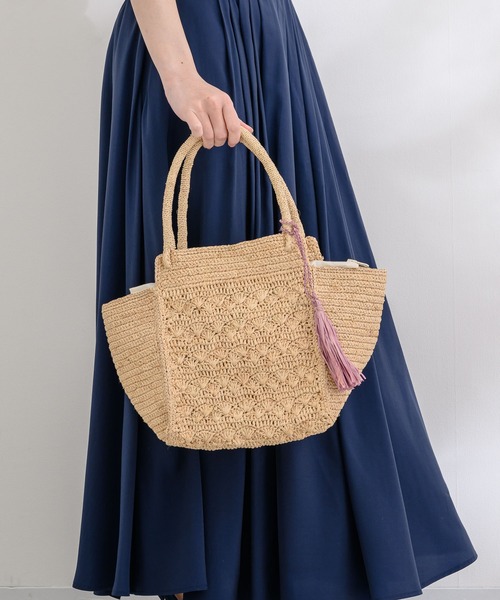 KATHARINE ROSS（キャサリンロス）の「【KATHARINE ROSS】IVAHONA BETTYLOTUSトートバッグ（かごバッグ・レディース・アイボリー/ライトブラウン・MEDIUM）」の3枚目の写真