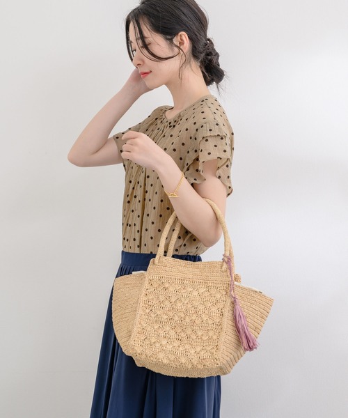 KATHARINE ROSS（キャサリンロス）の「【KATHARINE ROSS】IVAHONA BETTYLOTUSトートバッグ（かごバッグ・レディース・アイボリー/ライトブラウン・MEDIUM）」の16枚目の写真