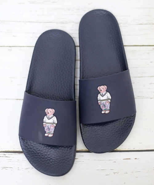 POLO RALPH LAUREN（ポロ ラルフ ローレン）の「ポロ ラルフ ローレン ウィメンズ/POLO SLIDE EMROIDERED BEAR/スライドサンダル（サンダル・レディース・ネイビー/ホワイト・50/60/70）」の2枚目の写真