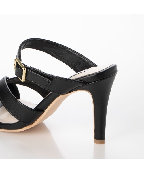 Miminy Piminy（ミミニー ピミニー）の「MiminyPiminy(ミミニーピミニー)8.5cmヒールクロスベルトミュールサンダル（サンダル・レディース・ホワイト/ブラック/グレー・S/L/M/LL）」の8枚目の写真