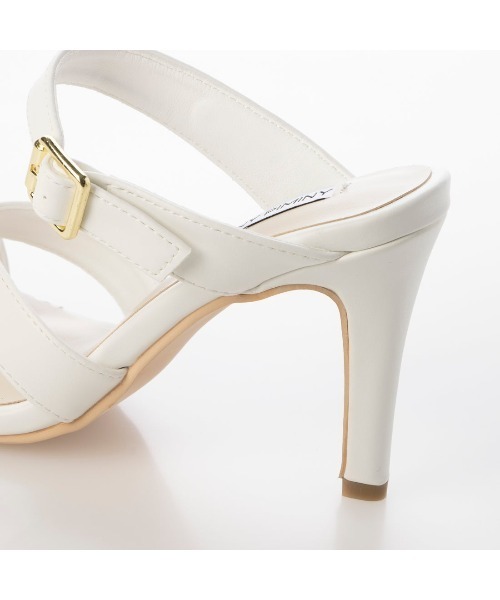 Miminy Piminy（ミミニー ピミニー）の「MiminyPiminy(ミミニーピミニー)8.5cmヒールクロスベルトミュールサンダル（サンダル・レディース・ホワイト/ブラック/グレー・S/L/M/LL）」の9枚目の写真