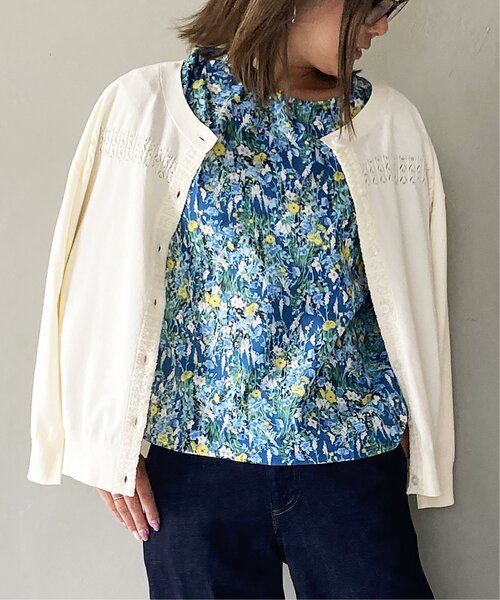 LBC(エルビーシー)の「made in Japan 花柄ブラウス(シャツ/ブラウス・レディース・グリーン/ネイビー・M)」の5枚目の写真