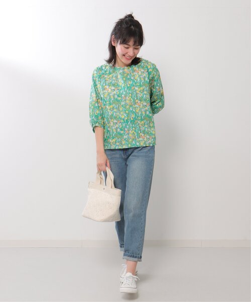 LBC(エルビーシー)の「made in Japan 花柄ブラウス(シャツ/ブラウス・レディース・グリーン/ネイビー・M)」の9枚目の写真