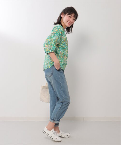LBC(エルビーシー)の「made in Japan 花柄ブラウス(シャツ/ブラウス・レディース・グリーン/ネイビー・M)」の10枚目の写真