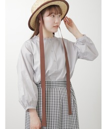 ehka sopo | 6分袖スタンドフリル襟ブラウス(シャツ/ブラウス)