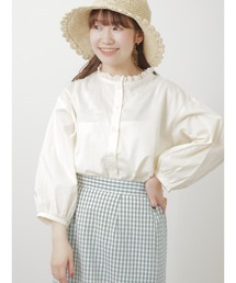 ehka sopo | 6分袖スタンドフリル襟ブラウス(シャツ/ブラウス)