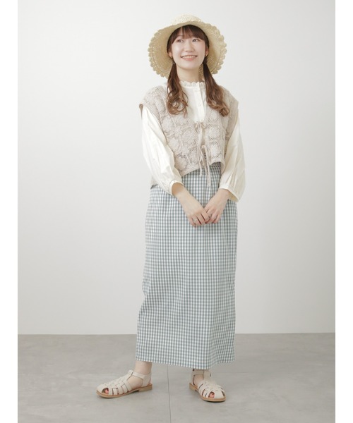 ehka sopo（エヘカソポ）の「6分袖スタンドフリル襟ブラウス（シャツ/ブラウス・レディース・キナリ/ブラック/オフホワイト/グレー・ﾌﾘ-）」の10枚目の写真