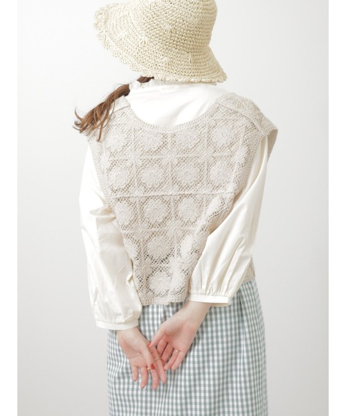 ehka sopo（エヘカソポ）の「6分袖スタンドフリル襟ブラウス（シャツ/ブラウス・レディース・キナリ/ブラック/オフホワイト/グレー・ﾌﾘ-）」の15枚目の写真