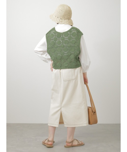 ehka sopo（エヘカソポ）の「6分袖スタンドフリル襟ブラウス（シャツ/ブラウス・レディース・キナリ/ブラック/オフホワイト/グレー・ﾌﾘ-）」の12枚目の写真