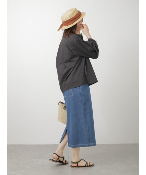 ehka sopo（エヘカソポ）の「6分袖スタンドフリル襟ブラウス（シャツ/ブラウス・レディース・キナリ/ブラック/オフホワイト/グレー・ﾌﾘ-）」の14枚目の写真