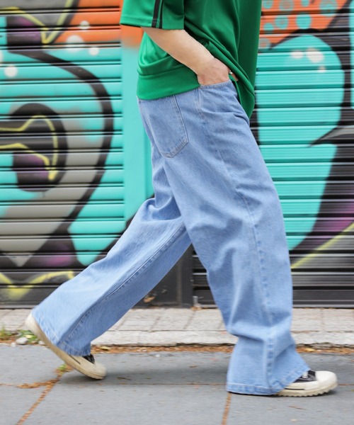 ZIP FIVE（ジップファイブ）の「【ZIP FIVE】ヴィンテージ ワイドデニムパンツ/vintage wide denim pants（デニムパンツ・メンズ・ネイビー/ケミカルウォッシュ/ブラック/サックスブルー/グレー・MEDIUM/LARGE/X-LARGE）」の9枚目の写真