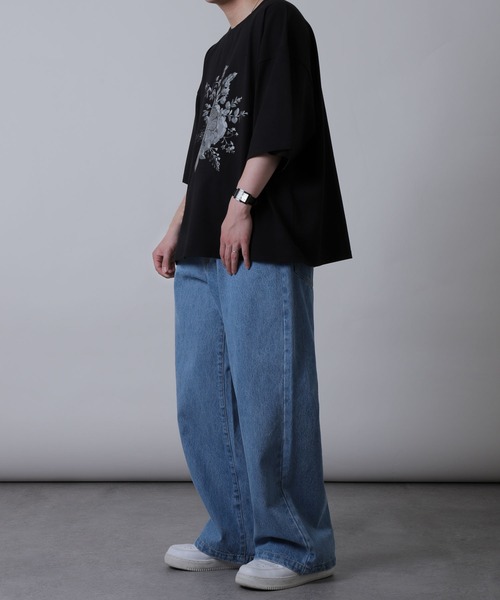 ZIP FIVE（ジップファイブ）の「【ZIP FIVE】ヴィンテージ ワイドデニムパンツ/vintage wide denim pants（デニムパンツ・メンズ・ネイビー/ケミカルウォッシュ/ブラック/サックスブルー/グレー・MEDIUM/LARGE/X-LARGE）」の11枚目の写真