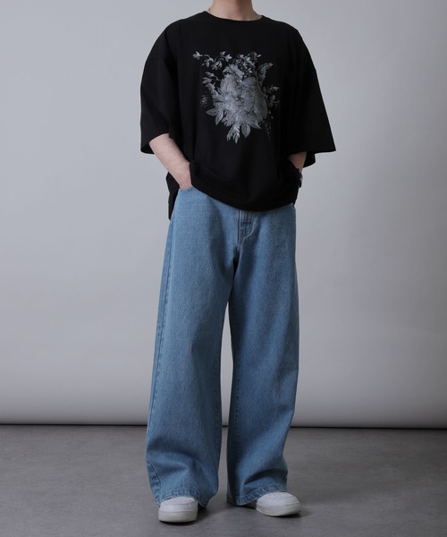 ZIP FIVE（ジップファイブ）の「【ZIP FIVE】ヴィンテージ ワイドデニムパンツ/vintage wide denim pants（デニムパンツ・メンズ・ネイビー/ケミカルウォッシュ/ブラック/サックスブルー/グレー・MEDIUM/LARGE/X-LARGE）」の12枚目の写真