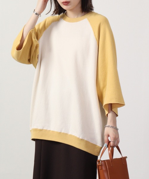 JEMORGAN(ジェーイーモーガン)の「JEMORGAN 柔編み裏毛 5分袖クレリックラグランクルー(Tシャツ/カットソー・メンズ・マスタード/サックスブルー/グリーン/チャコール・L/M)」の19枚目の写真