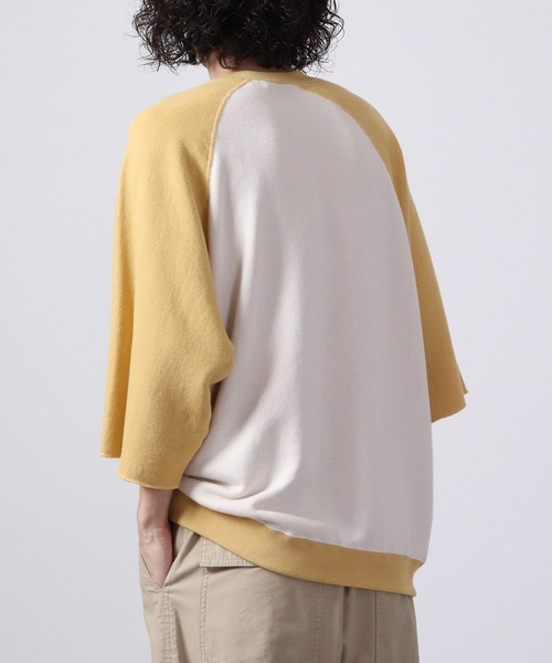 JEMORGAN(ジェーイーモーガン)の「JEMORGAN 柔編み裏毛 5分袖クレリックラグランクルー(Tシャツ/カットソー・メンズ・マスタード/サックスブルー/グリーン/チャコール・L/M)」の6枚目の写真