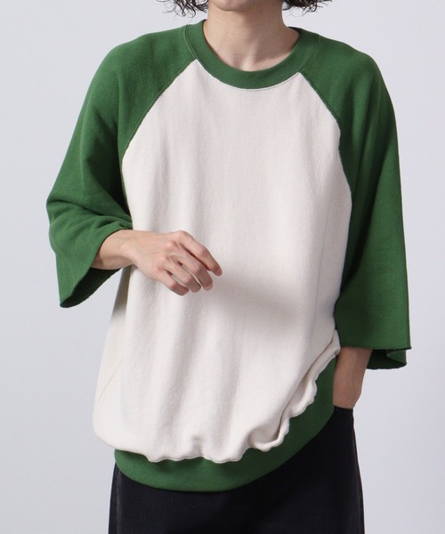 JEMORGAN(ジェーイーモーガン)の「JEMORGAN 柔編み裏毛 5分袖クレリックラグランクルー(Tシャツ/カットソー・メンズ・マスタード/サックスブルー/グリーン/チャコール・L/M)」の22枚目の写真