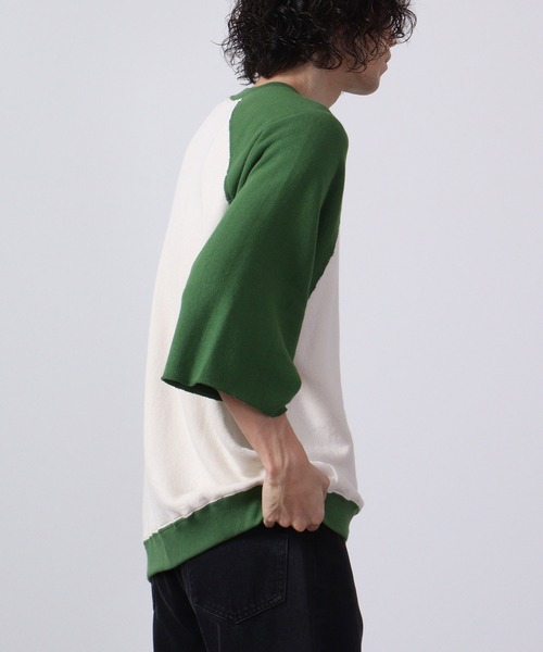 JEMORGAN(ジェーイーモーガン)の「JEMORGAN 柔編み裏毛 5分袖クレリックラグランクルー(Tシャツ/カットソー・メンズ・マスタード/サックスブルー/グリーン/チャコール・L/M)」の14枚目の写真