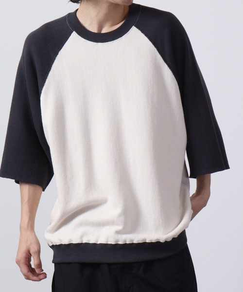JEMORGAN(ジェーイーモーガン)の「JEMORGAN 柔編み裏毛 5分袖クレリックラグランクルー(Tシャツ/カットソー・メンズ・マスタード/サックスブルー/グリーン/チャコール・L/M)」の20枚目の写真