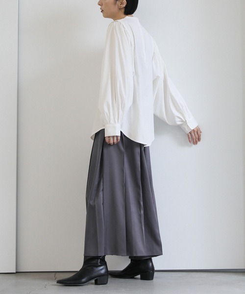 select MOCA(セレクトモカ)の「2wayノーカラーボリュームスリーブブラウス(シャツ/ブラウス・レディース・オフホワイト/ダークグレー・FREE)」の14枚目の写真