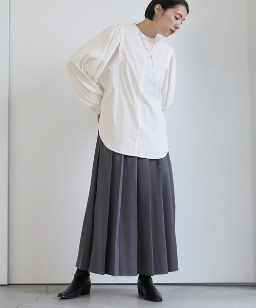 select MOCA(セレクトモカ)の「2wayノーカラーボリュームスリーブブラウス(シャツ/ブラウス・レディース・オフホワイト/ダークグレー・FREE)」の15枚目の写真