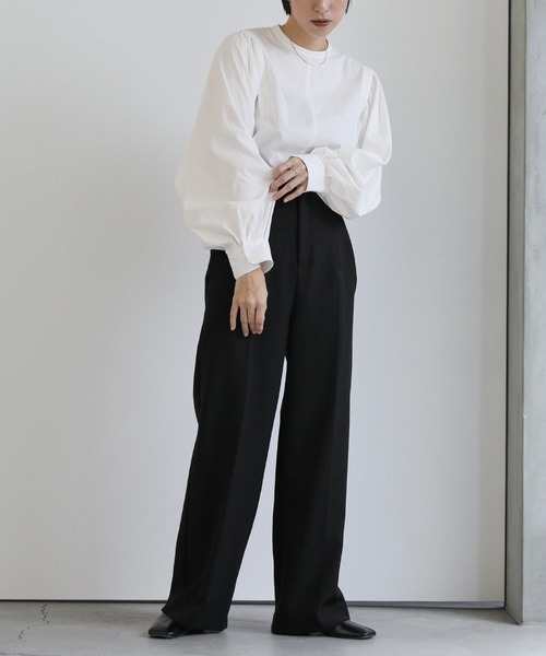 select MOCA(セレクトモカ)の「2wayノーカラーボリュームスリーブブラウス(シャツ/ブラウス・レディース・オフホワイト/ダークグレー・FREE)」の8枚目の写真