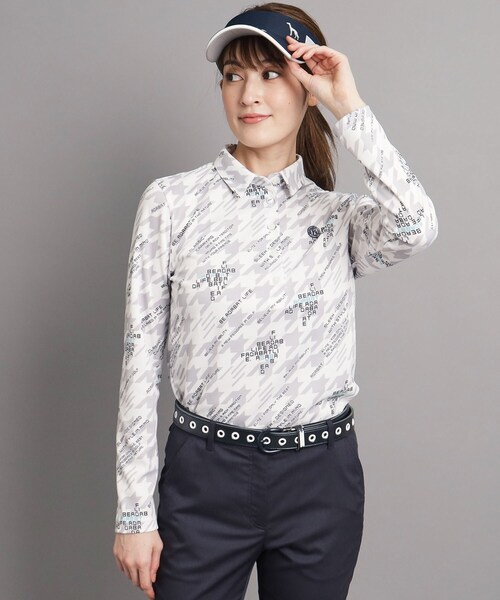 adabat（アダバット）の「◆【UVカット/吸水速乾/遮熱】千鳥デザイン 長袖ポロシャツ（ポロシャツ・レディース・サックスブルー系/ライトグレー系/ホワイト系1・38/42/40/36）」の15枚目の写真