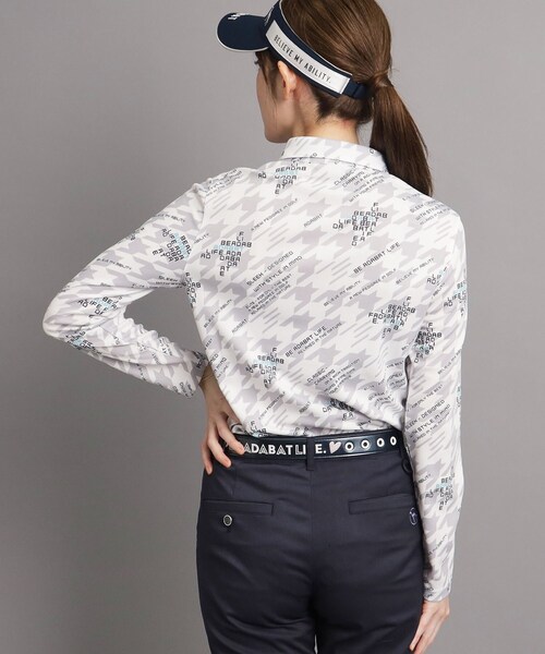 adabat（アダバット）の「◆【UVカット/吸水速乾/遮熱】千鳥デザイン 長袖ポロシャツ（ポロシャツ・レディース・サックスブルー系/ライトグレー系/ホワイト系1・38/42/40/36）」の13枚目の写真