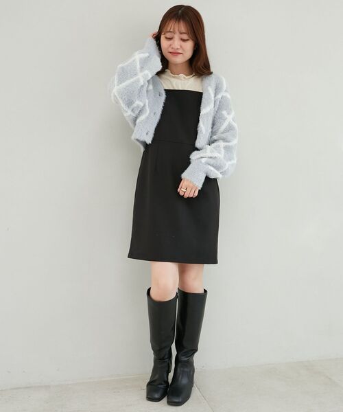 MAJESTIC LEGON（マジェスティックレゴン）の「ダイヤ柄シャギーニットカーディガン（カーディガン/ボレロ・レディース・アイボリー/ピンク/チャコールグレー/グレー/クリーム・MEDIUM）」の18枚目の写真