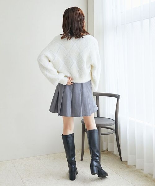 MAJESTIC LEGON（マジェスティックレゴン）の「ダイヤ柄シャギーニットカーディガン（カーディガン/ボレロ・レディース・アイボリー/ピンク/チャコールグレー/グレー/クリーム・MEDIUM）」の16枚目の写真