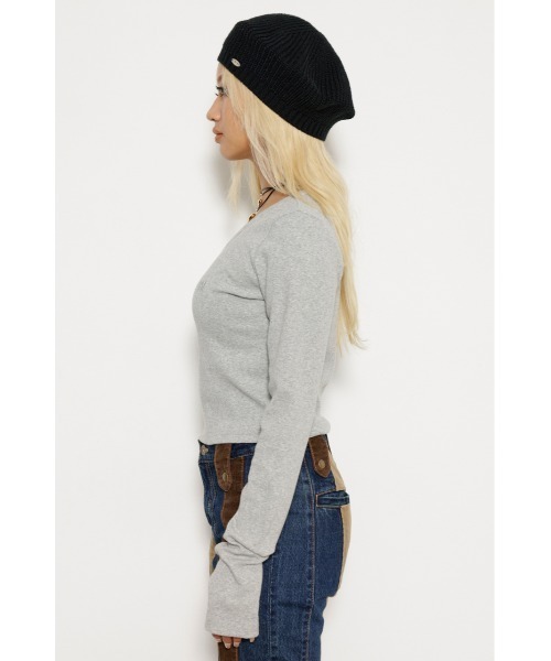 LAGUA GEM(ラグアジェム)の「【追加生産】LAGUA LOGO リブトップス 23A(Tシャツ/カットソー・レディース・チャコールグレー/ネイビー/ホワイト/カーキ/杢グレー・FREE)」の19枚目の写真