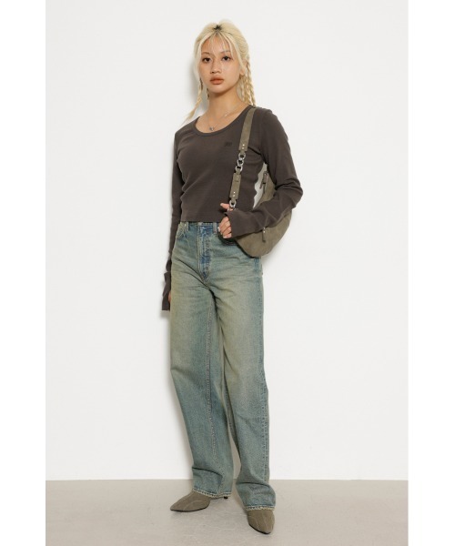 LAGUA GEM(ラグアジェム)の「【追加生産】LAGUA LOGO リブトップス 23A(Tシャツ/カットソー・レディース・チャコールグレー/ネイビー/ホワイト/カーキ/杢グレー・FREE)」の20枚目の写真