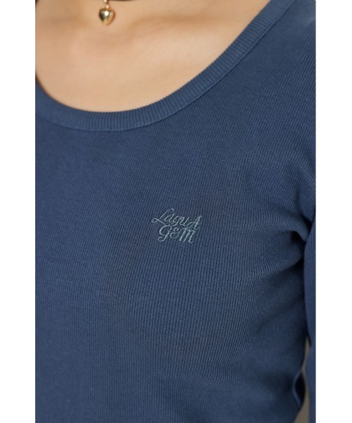 LAGUA GEM(ラグアジェム)の「【追加生産】LAGUA LOGO リブトップス 23A(Tシャツ/カットソー・レディース・チャコールグレー/ネイビー/ホワイト/カーキ/杢グレー・FREE)」の17枚目の写真