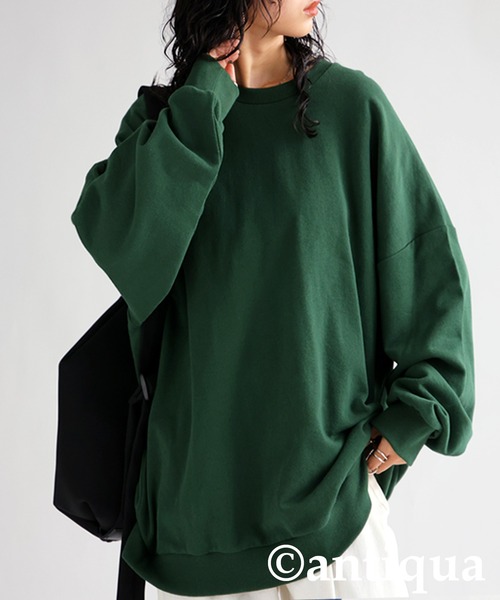 antiqua(アンティカ)の「綿100%裏毛プルオーバー(スウェット・レディース・ネイビー/グレー/アイボリー/レッド/パープル/ブラック/グリーン・L/XL/M/L)」の4枚目の写真