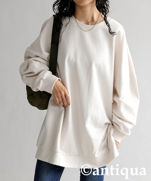 antiqua(アンティカ)の「綿100%裏毛プルオーバー(スウェット・レディース・ネイビー/グレー/アイボリー/レッド/パープル/ブラック/グリーン・L/XL/M/L)」の8枚目の写真