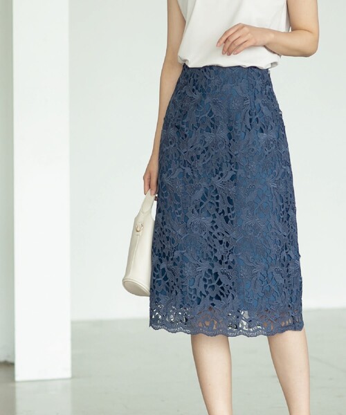 index（インデックス）の「◆≪新色追加≫ボタニカルレースタイトスカート【洗濯機洗い可】（スカート・レディース・チャコールグレー/ブルー/ライトグレー系4/ピンク系・36/38/40/42）」の18枚目の写真