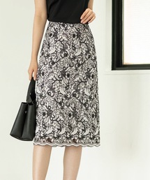 ◆≪新色追加≫ボタニカルレースタイトスカート【洗濯機洗い可】