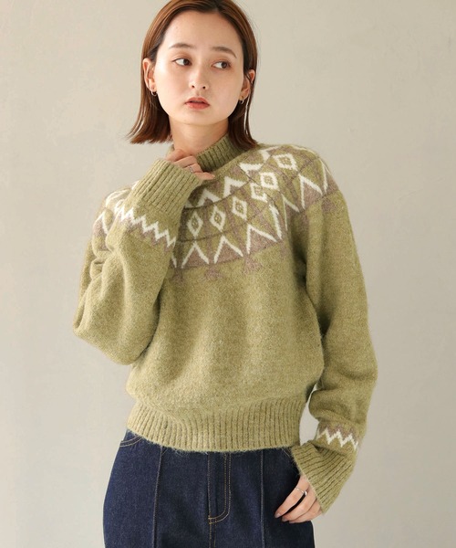 CLEIO(クレイオ)の「【CLEIO】フェアアイル柄ニット(ニット/セーター・レディース・アイボリー/カーキ/ベージュ・FREE)」の3枚目の写真