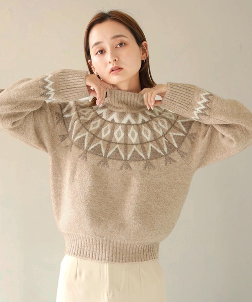 CLEIO(クレイオ)の「【CLEIO】フェアアイル柄ニット(ニット/セーター・レディース・アイボリー/カーキ/ベージュ・FREE)」の22枚目の写真