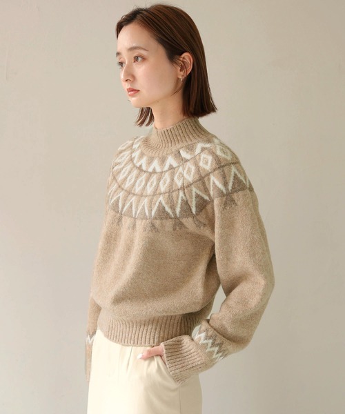 CLEIO(クレイオ)の「【CLEIO】フェアアイル柄ニット(ニット/セーター・レディース・アイボリー/カーキ/ベージュ・FREE)」の21枚目の写真