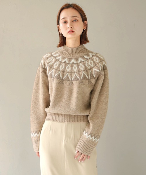 CLEIO(クレイオ)の「【CLEIO】フェアアイル柄ニット(ニット/セーター・レディース・アイボリー/カーキ/ベージュ・FREE)」の19枚目の写真