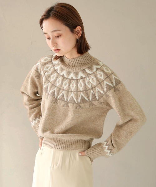 CLEIO(クレイオ)の「【CLEIO】フェアアイル柄ニット(ニット/セーター・レディース・アイボリー/カーキ/ベージュ・FREE)」の20枚目の写真